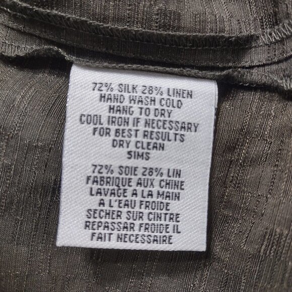 Eileen Fisher dark green Linen Silk blend frog closure blouse shirt womens Small - Picture 8 of 8